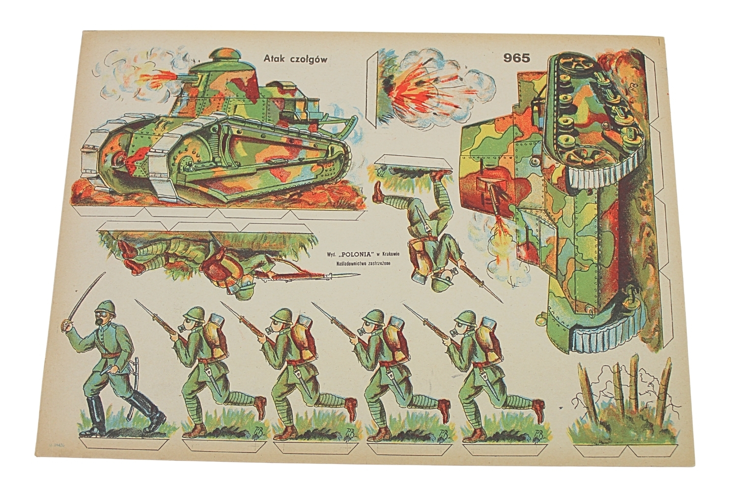 II RP KARTONOWE ŻOŁNIERZYKI WP - Czołgi Wyd. „Polonia” w Krakowie Rzadkość