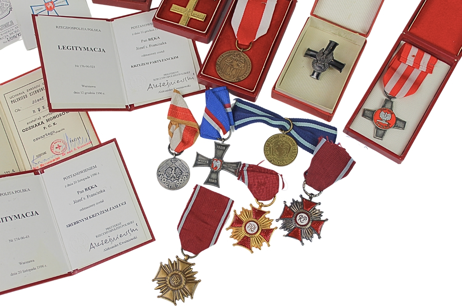 PRL zestaw odznaczeń dokumentów po Józefie Ręka 