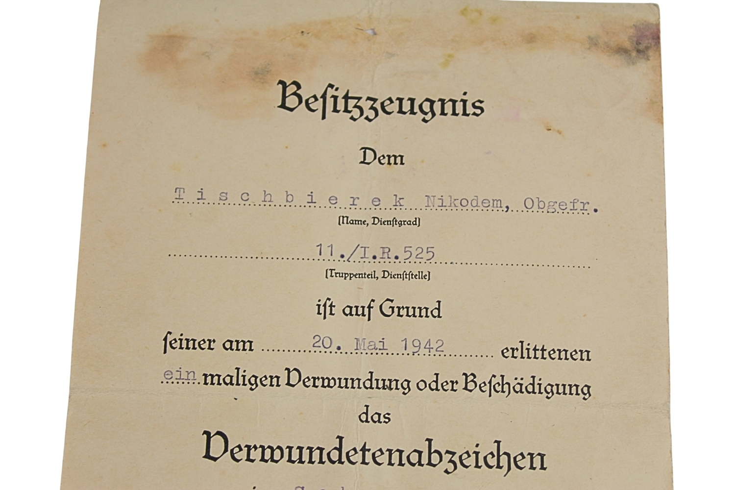 LEGITYMACJA ODZNAKI „ZA RANY” 