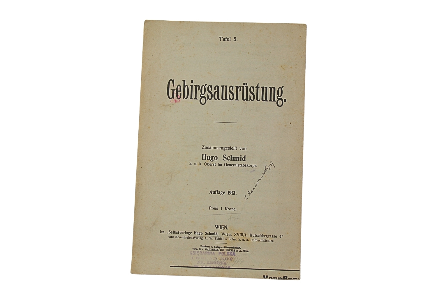 Austro- Węgry Instrukcja tablo Gebirgsausrustung Wien 1913