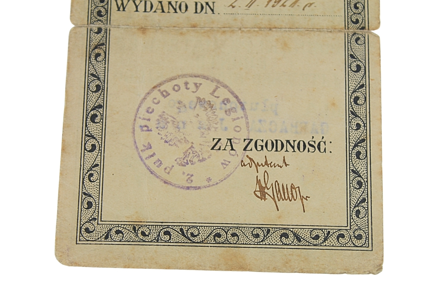 II RP Odznaka Front Litewsko- Białoruski wraz z legitymacją