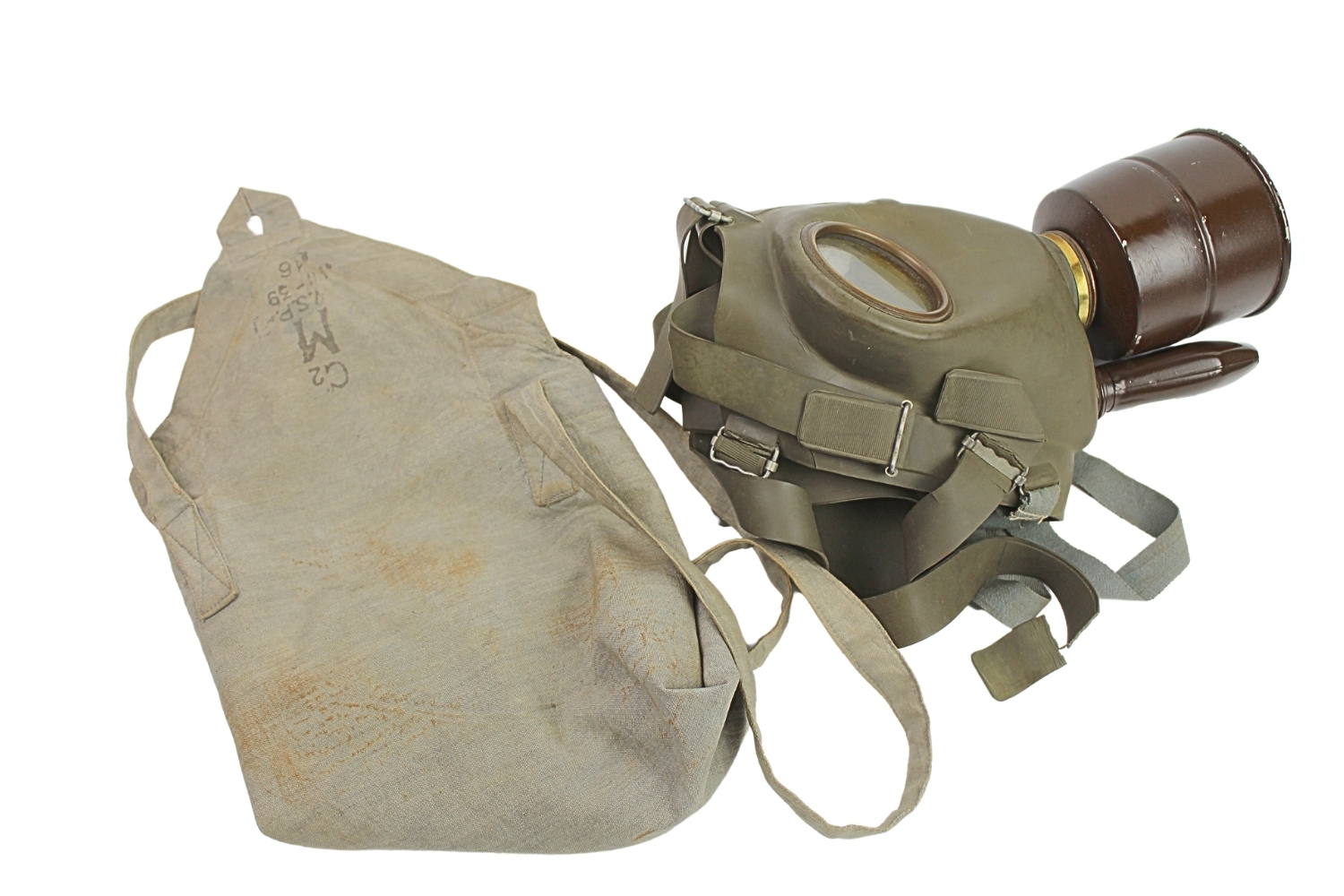 II RP Maska przeciwgazowa C2 Sanok 1939 z torbą