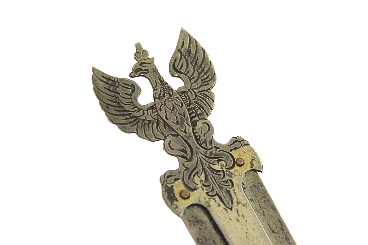 II RP Nóż do listów orzeł patriotyczny srebro