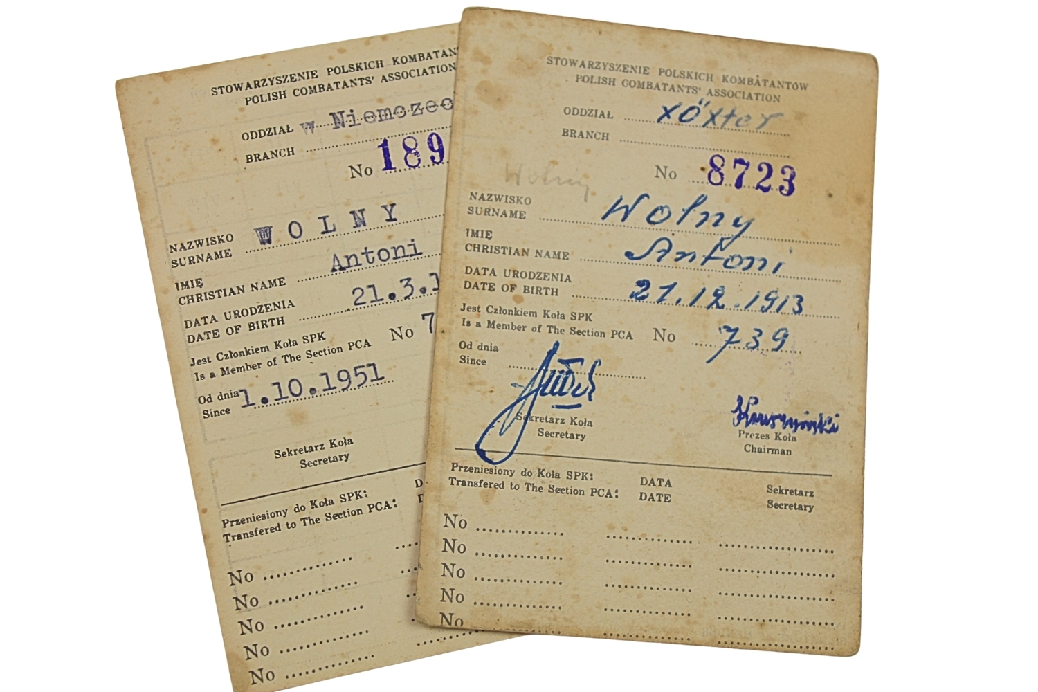 ZESTAW DOKUMNETÓW OKUPACYJNYCH ORAZ KOMBATANCKICH SPK