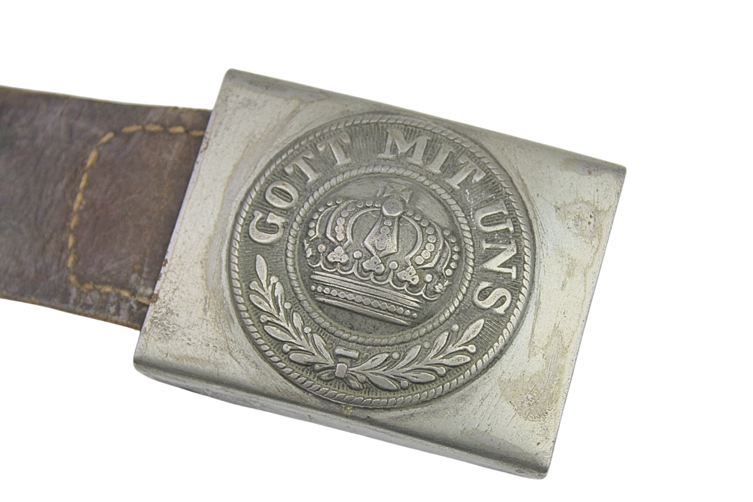 Klamra pruska Gott Mit Uns Stalowa ze skórką Mainz 1917 