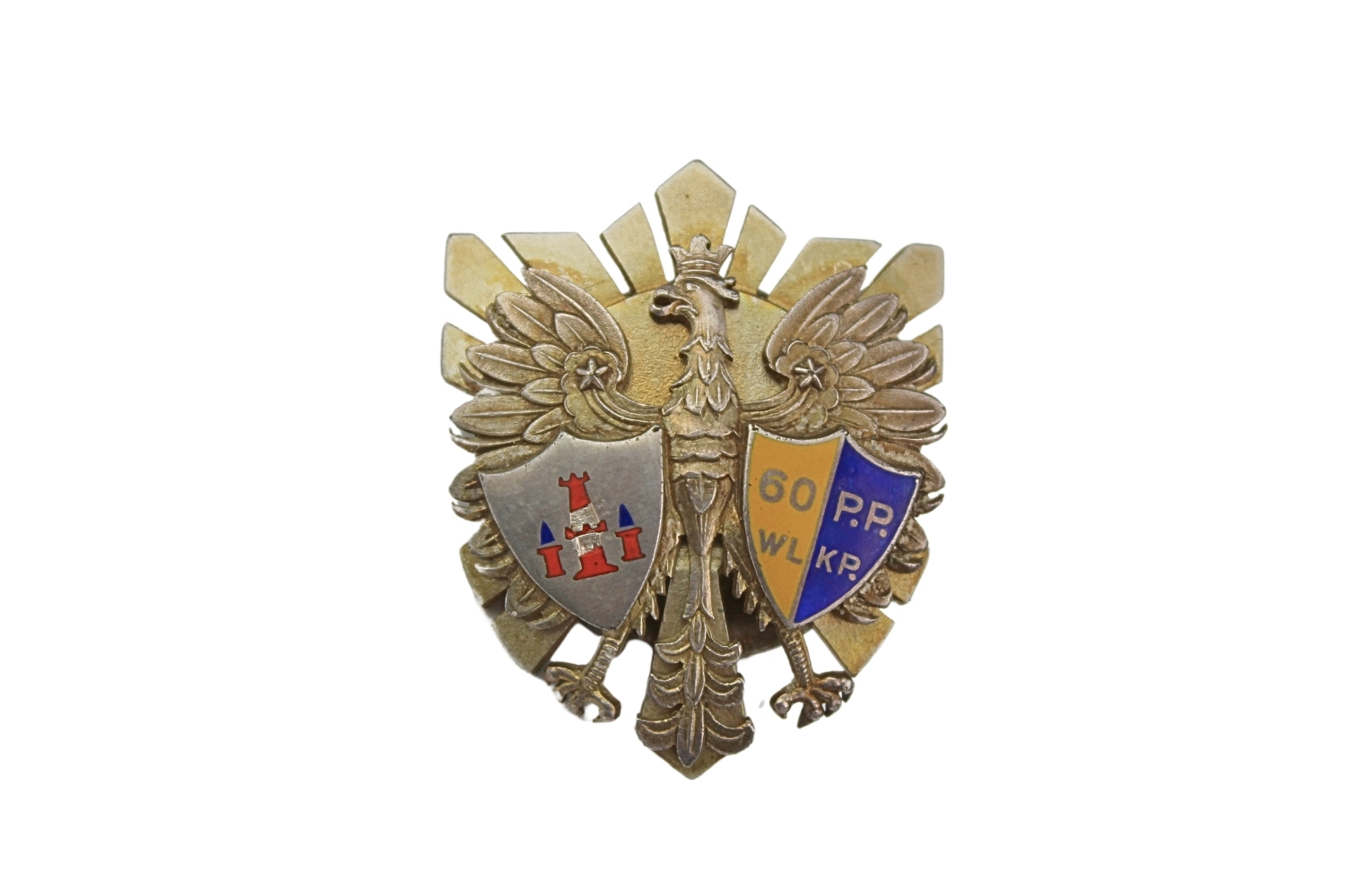 II RP Odznaka oficerska 60 Pułk Piechoty Srebro Nagalski 