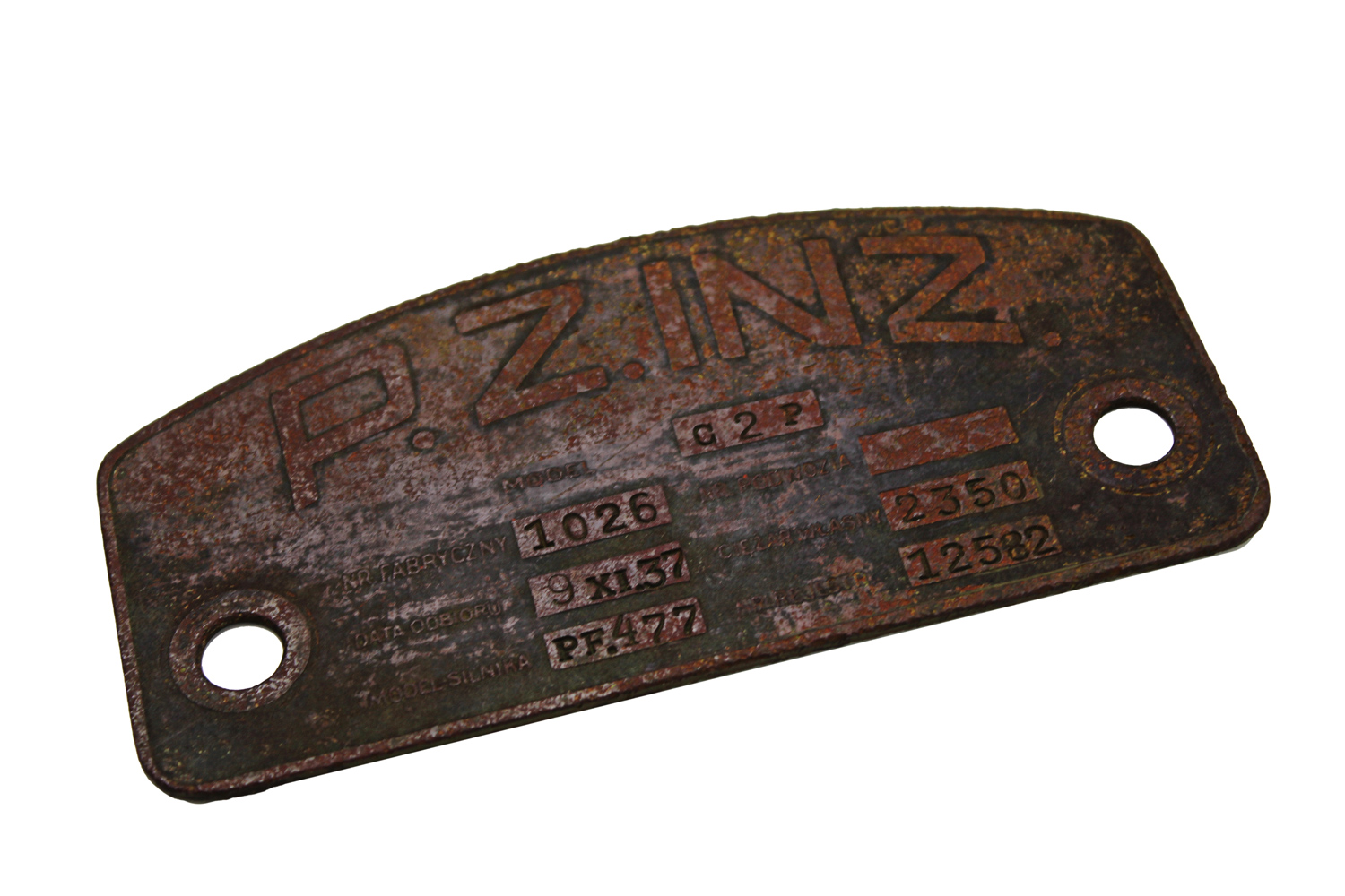 II RP Tabliczka znamionowa P.Z.INŻ. Ciągnik artyleryjski C2P Unikat