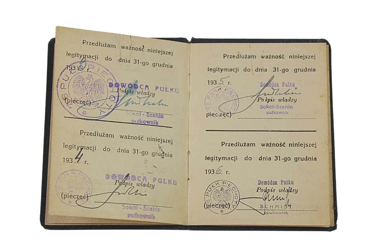 II RP Legitymacja 78 Pułk Piechoty 