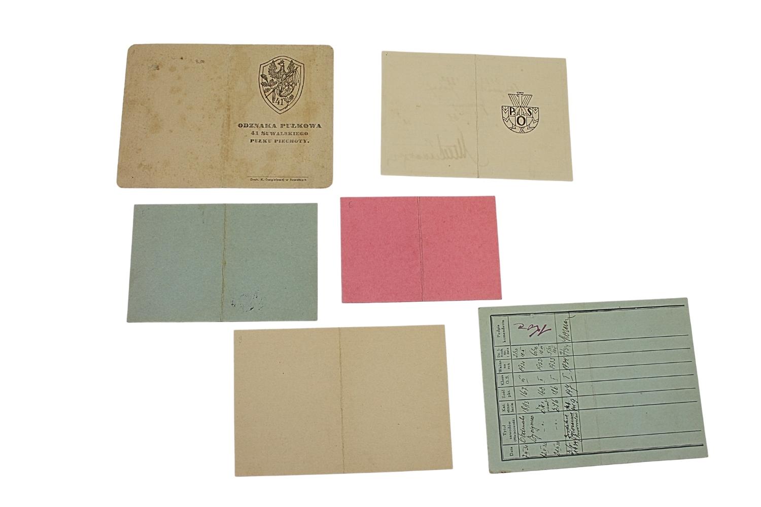 II RP Zestaw Legitymacji odznak Józef Wysocki 41PP, 59PP, POS, PZN, SP