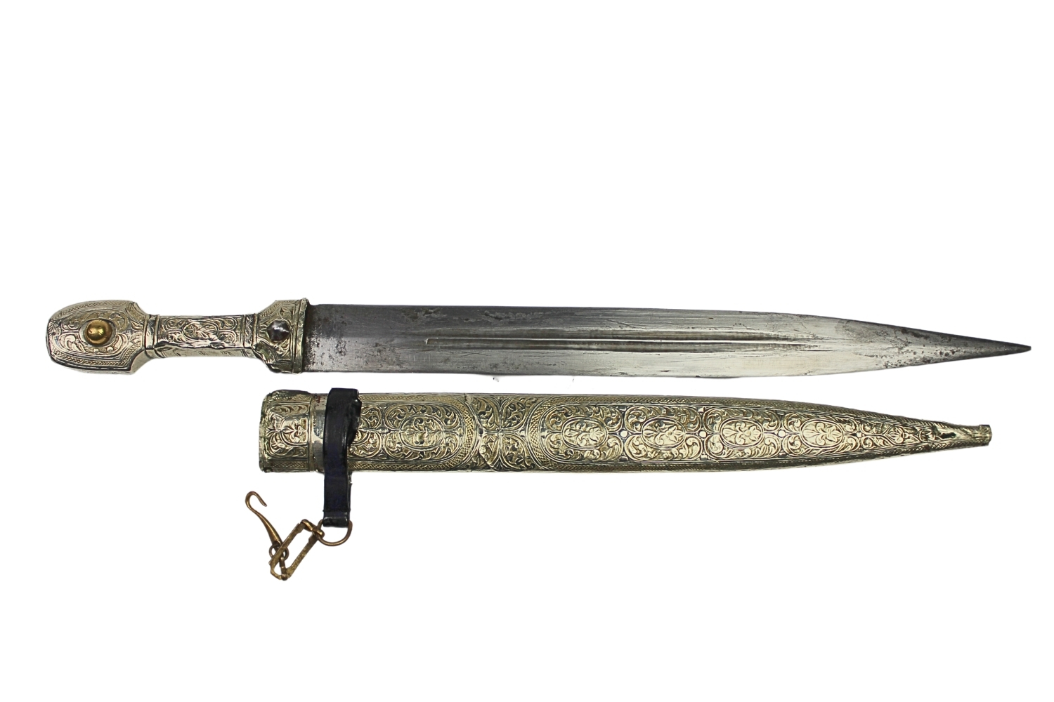 Kindżał Kaukaski Srebro XIX - XX Wiek Luksusowy - Carska Rosja