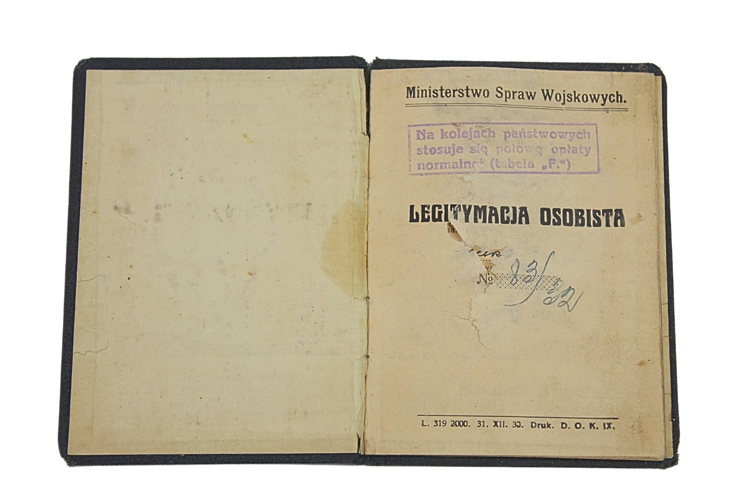 II RP Legitymacja 78 Pułk Piechoty 