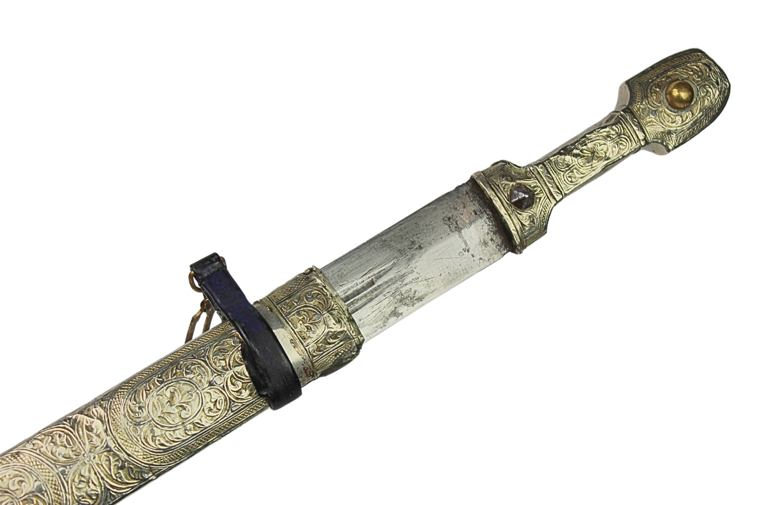 Kindżał Kaukaski Srebro XIX - XX Wiek Luksusowy - Carska Rosja