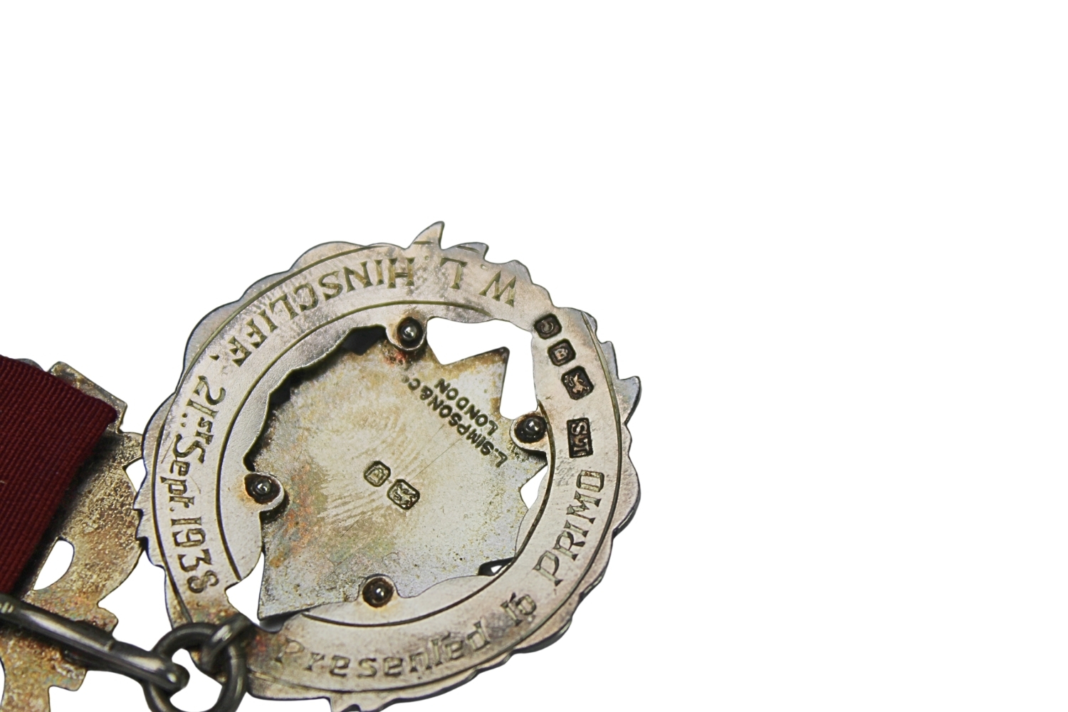 ODZNACZENIE ZAKON MASOŃSKI BAWOŁÓW ROAB SREBRO 1938