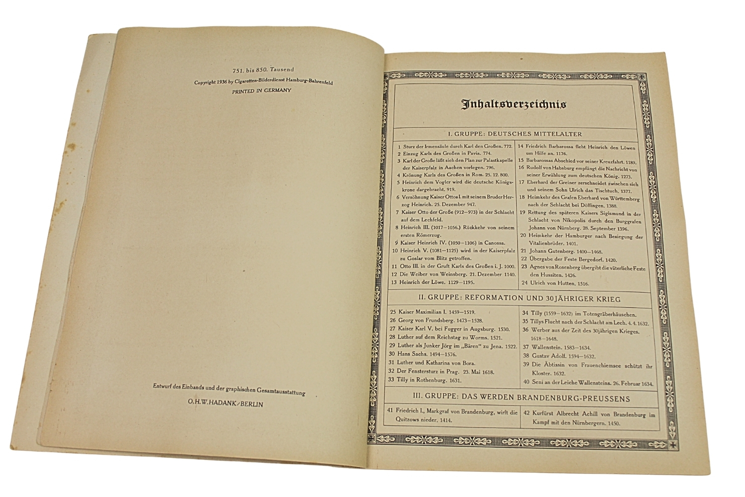 Album Bilder Deutscher Geschichte 1936