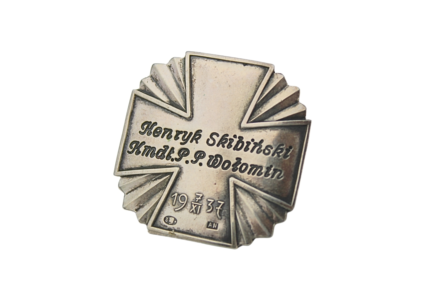 II RP Gwóźdź na sztandar H. Skibiński Komendant Policji Państwowej Wołomin 1937 srebro 