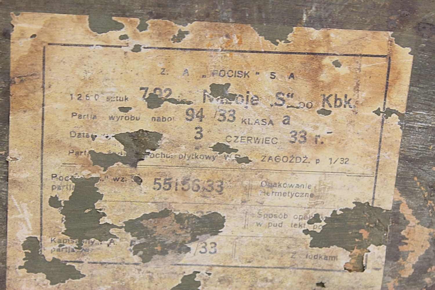 II RP SKRZYNKA NA 1260SZT. AMUNICJI 7,92MM 1933