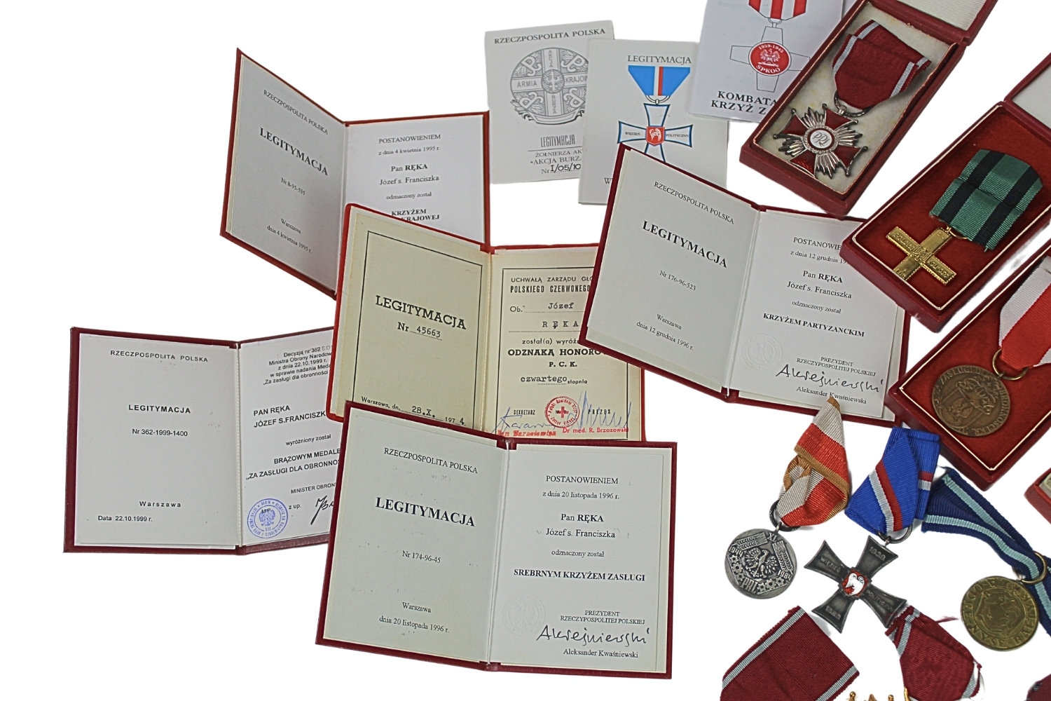 PRL zestaw odznaczeń dokumentów po Józefie Ręka 