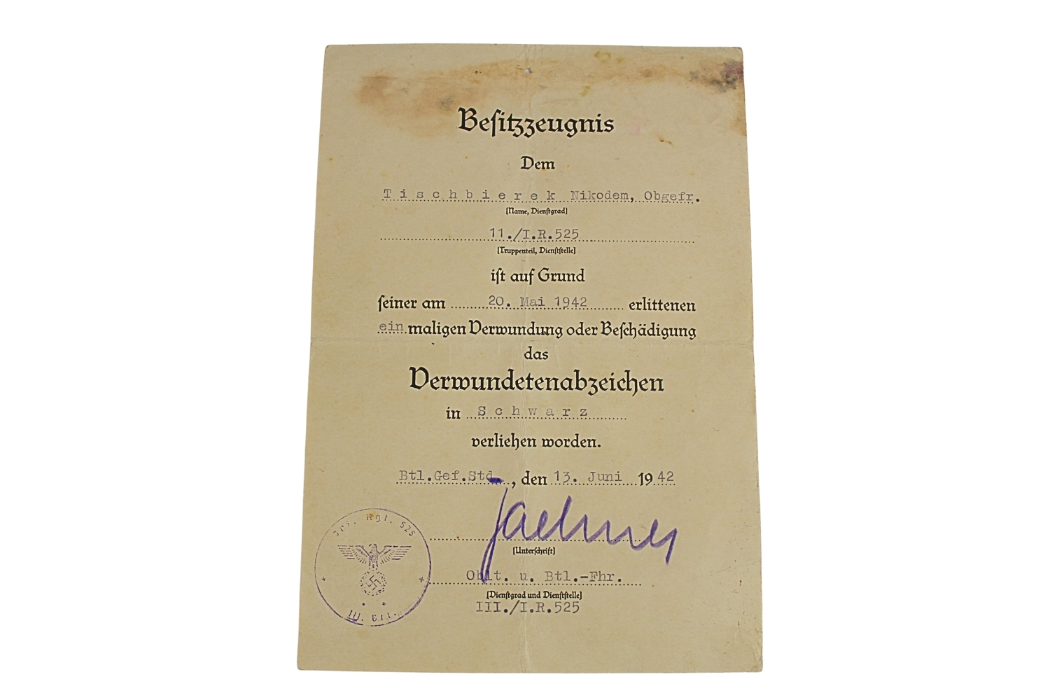 LEGITYMACJA ODZNAKI „ZA RANY” 