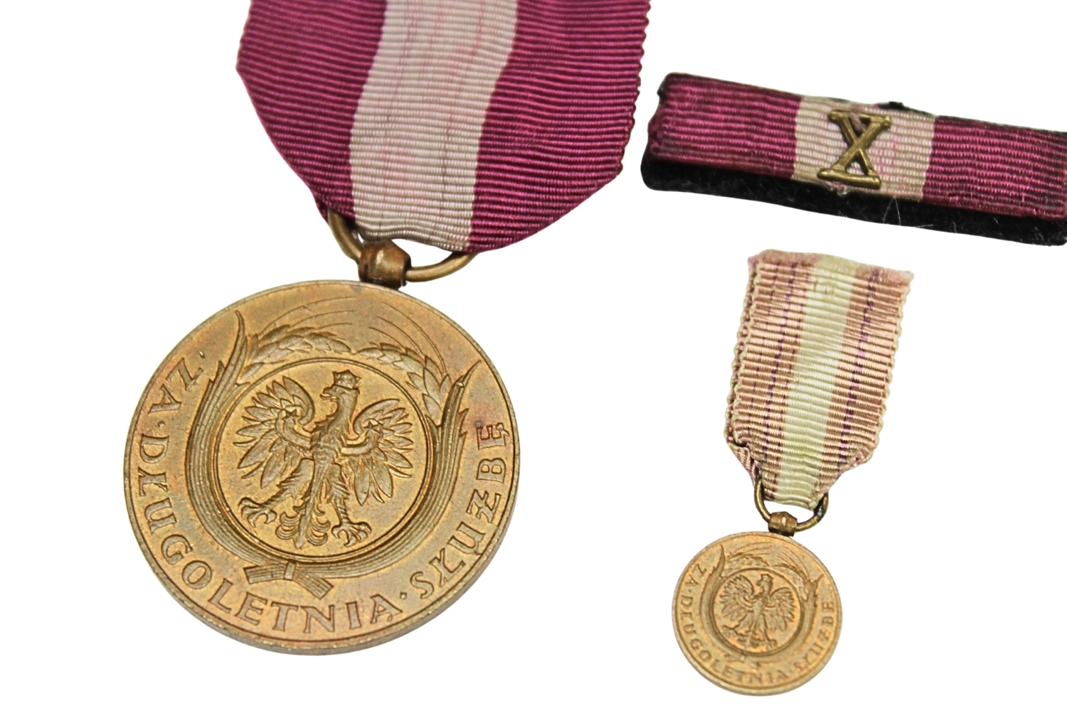 II RP ZESTAW: MEDAL, MINIATURKA, BARETKA- ZA DŁUGOLETNIĄ SŁUŻBĘ – X LAT