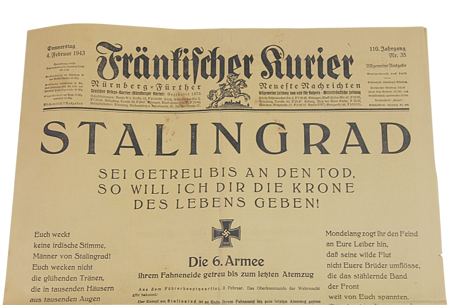 GAZETA FRANKFURT KURIER STALINGRAD
