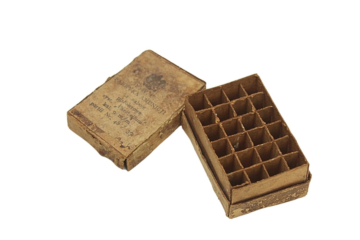 II RP Opakowanie na 24szt. amunicji ViS 9mm P.W.U. F.A. 1939 Rzadkość