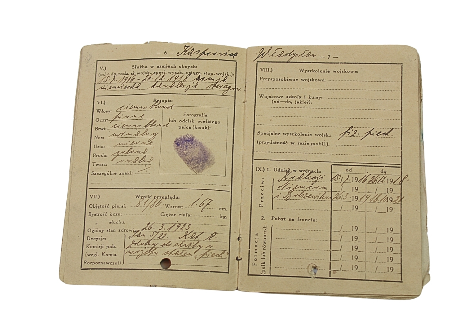 II RP Książeczka Wojskowa 57 Pułk Piechoty