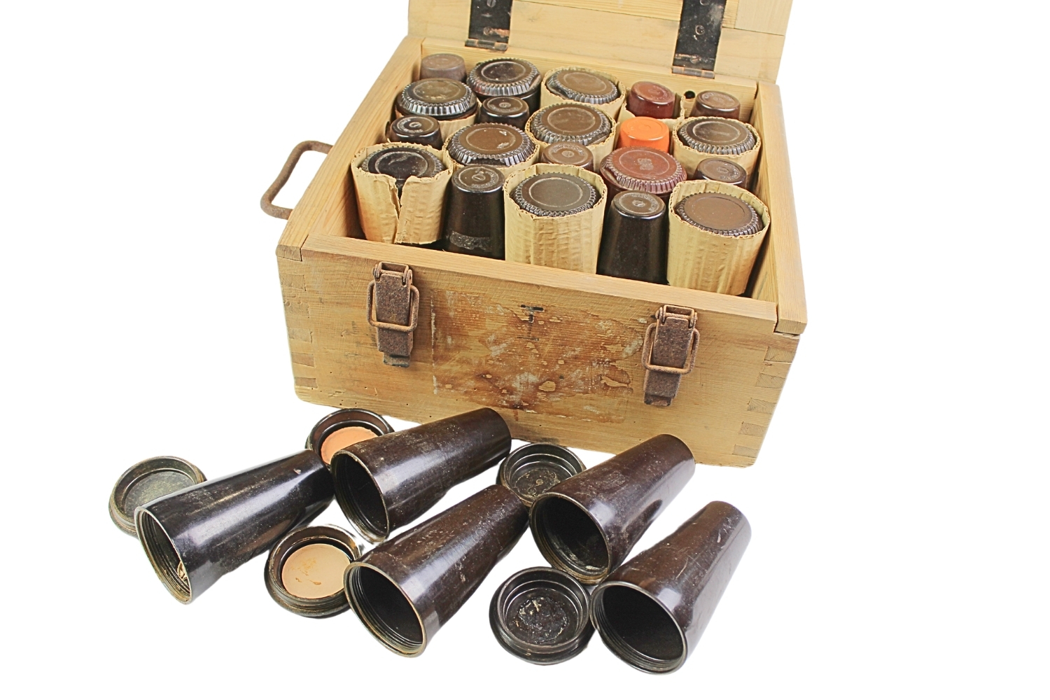 Skrzynka niemiecka na 25szt. zapalników Dopp. Z.S 60 komplet z pojemnikami