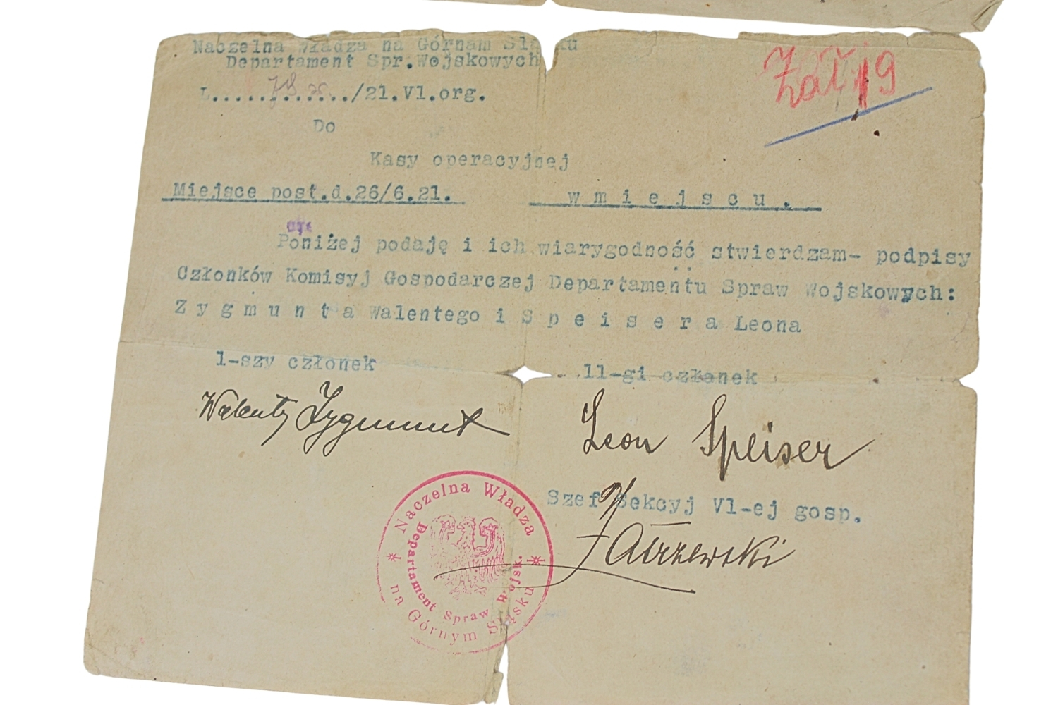 II RP, 2 AWP Zestaw dokumentów po por. Leonie Speisnerze 