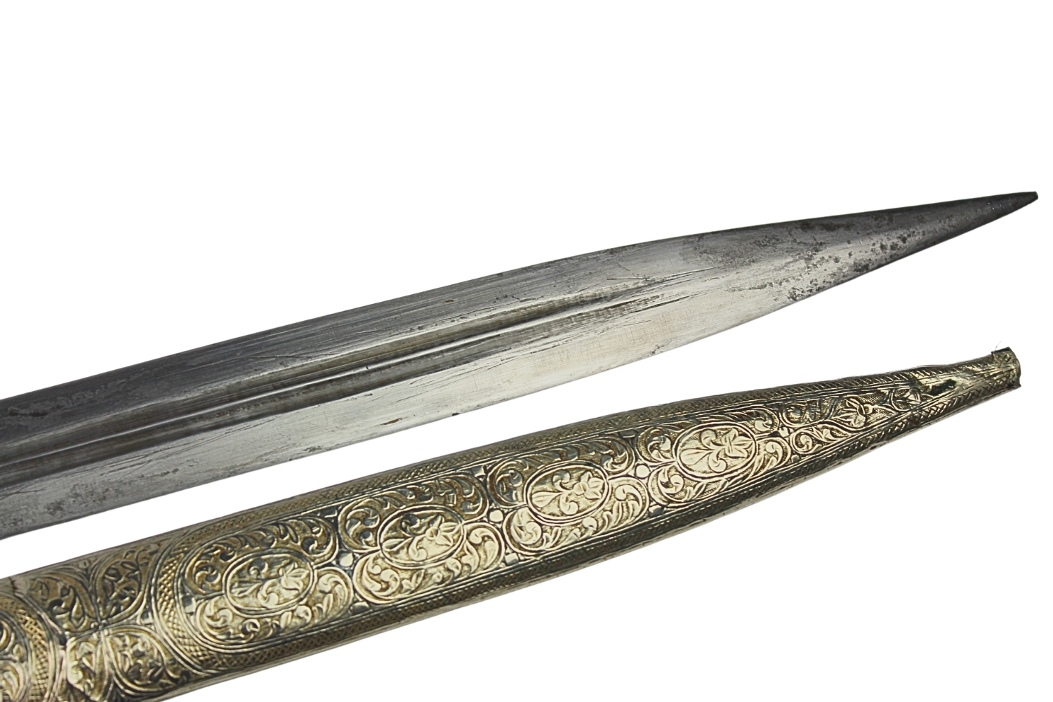 Kindżał Kaukaski Srebro XIX - XX Wiek Luksusowy - Carska Rosja