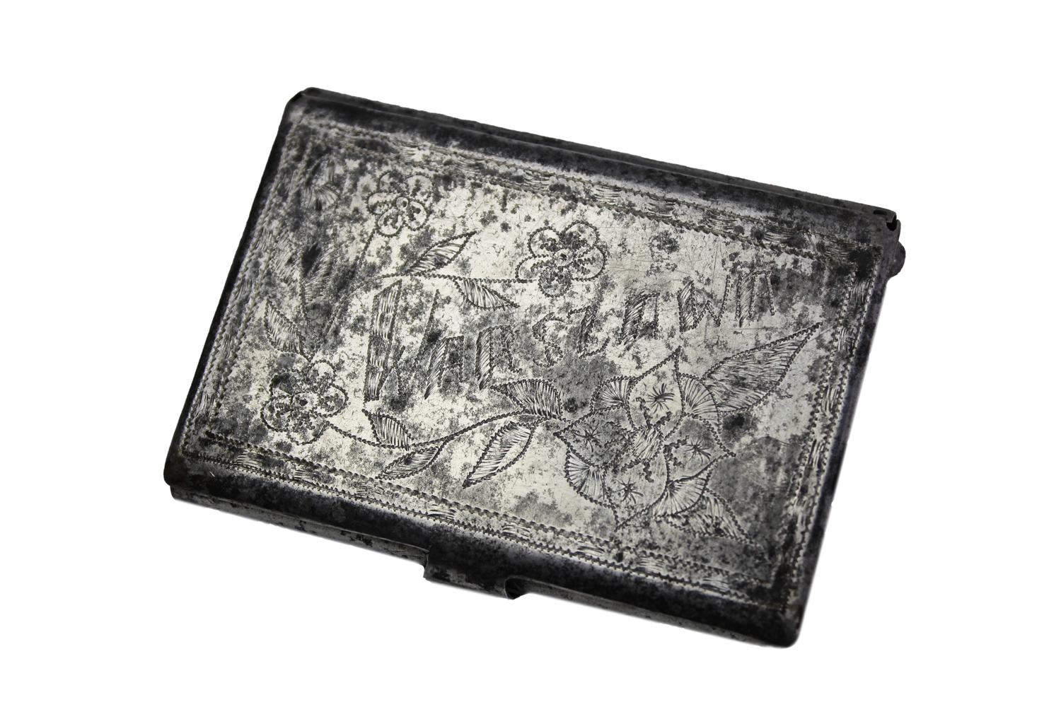 Pudełko papierośnica sztuka okopowa Warszawa 1944