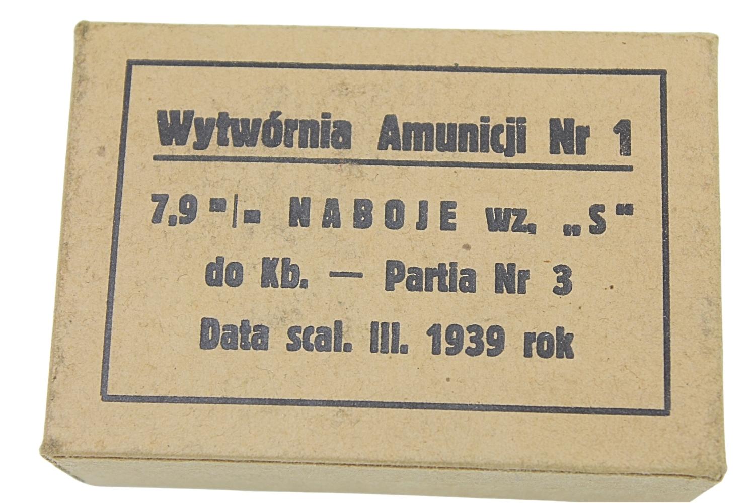 II RP Opakowanie po amunicji 7,92mm W.A. nr.1 „S” 1939 Rzadkość