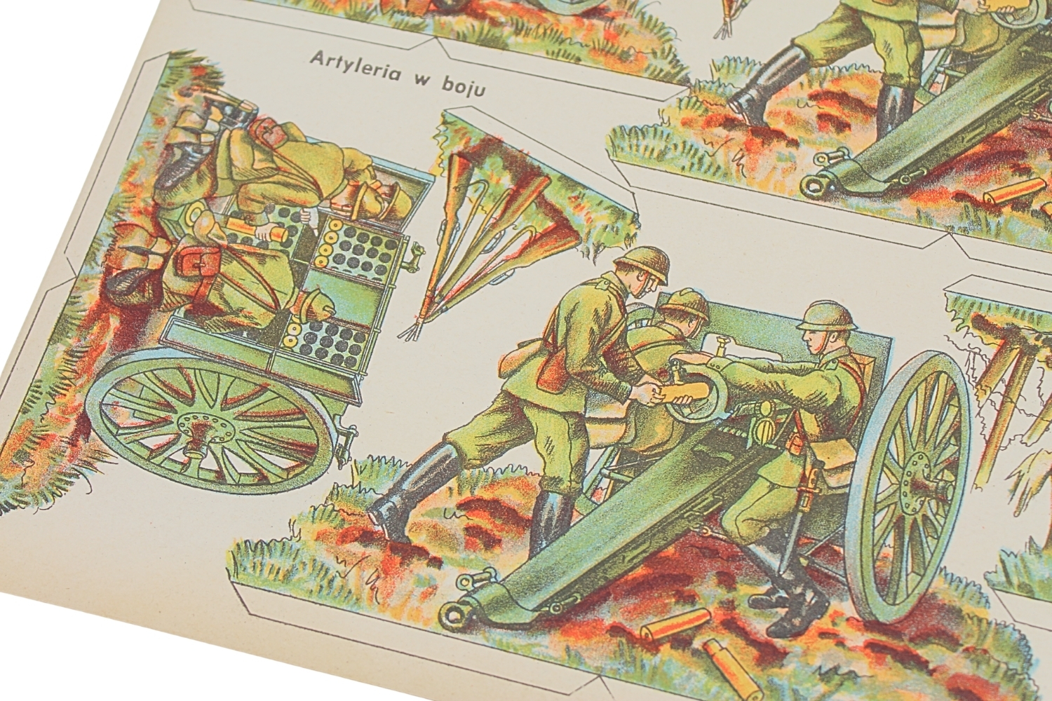 II RP KARTONOWE ŻOŁNIERZYKI WP - Artyleria Wyd. „Polonia” w Krakowie Rzadkość 