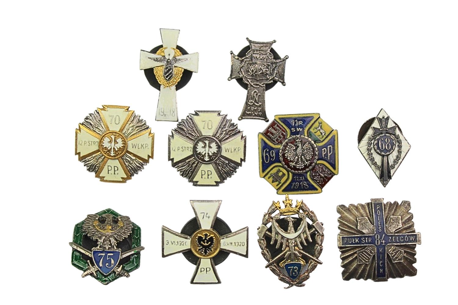 Zestaw kopii odznak II RP pułki piechoty