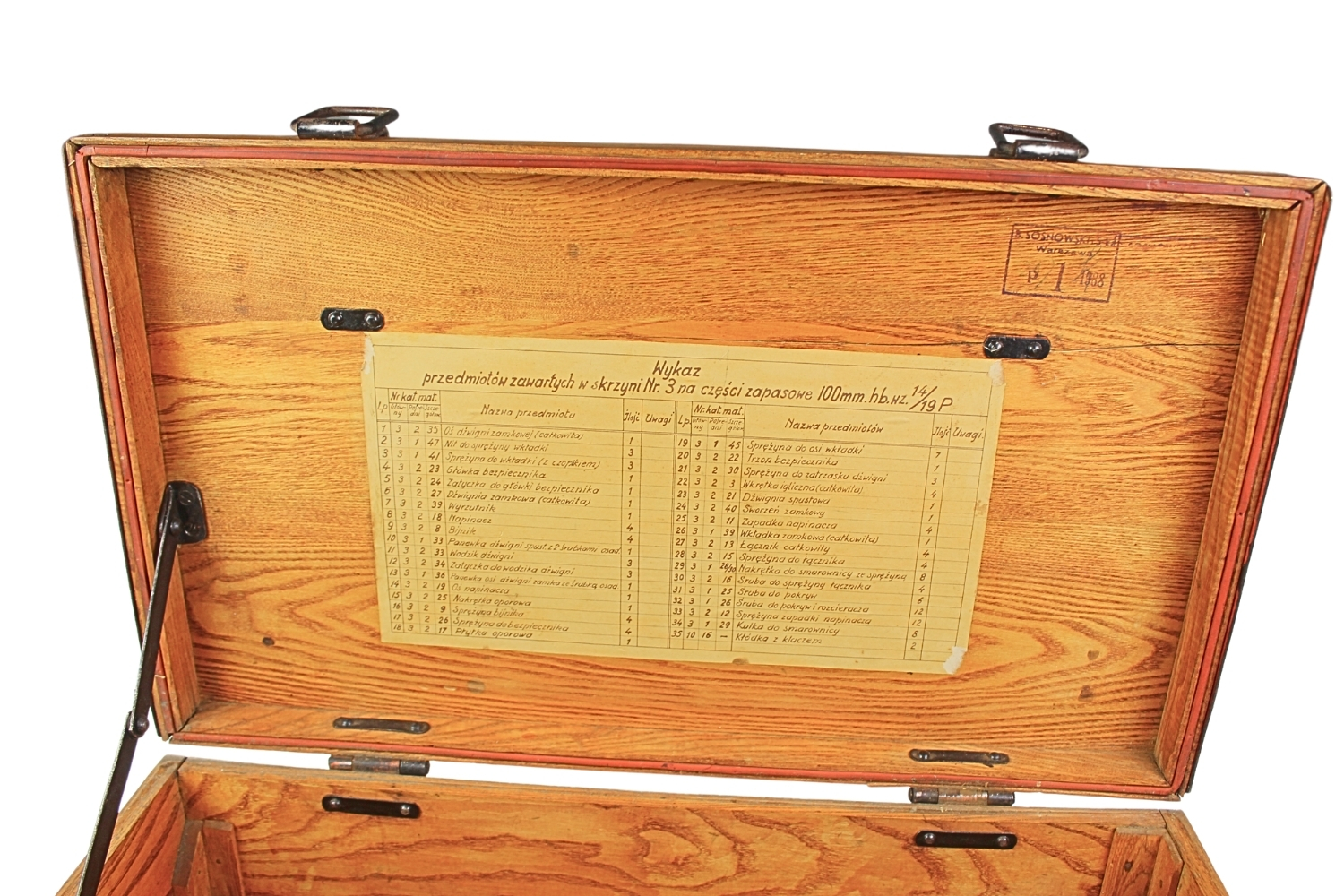 II RP Skrzynia Haubica 100mm wz.14/19 P. Części zapasowe lufy i zamka 1938