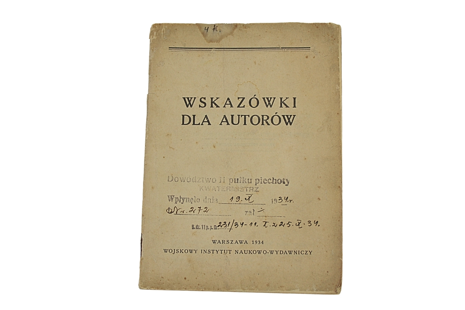 II RP Wskazówki dla autorów 1925 Dowództwo 11 Pułku Piechoty
