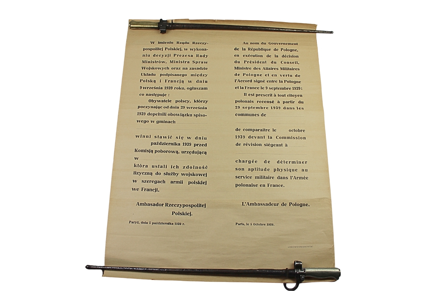 Plakat Ambasador RP Paryż 1939 Armia Polska we Francji 