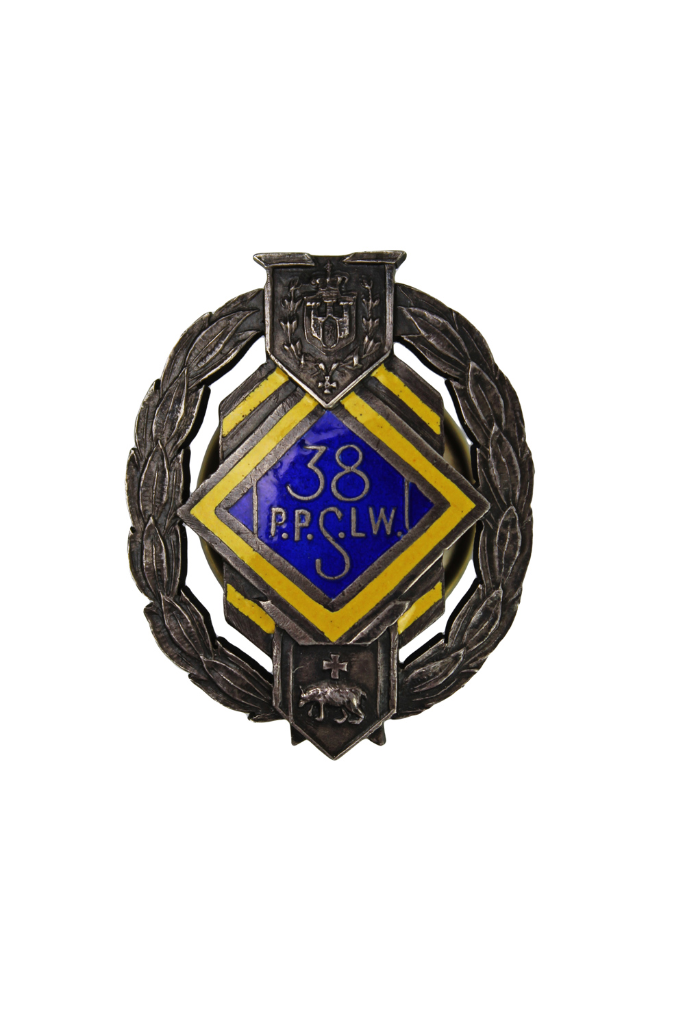 II RP Odznaka oficerska 38 Pułk Piechoty Strzelców Lwowskich SREBRO