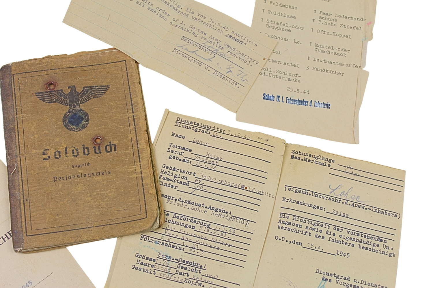 ZESTAW DOKUMENTÓW SOLDBUCH 5. FELDERSATZ BATAIllON 171 