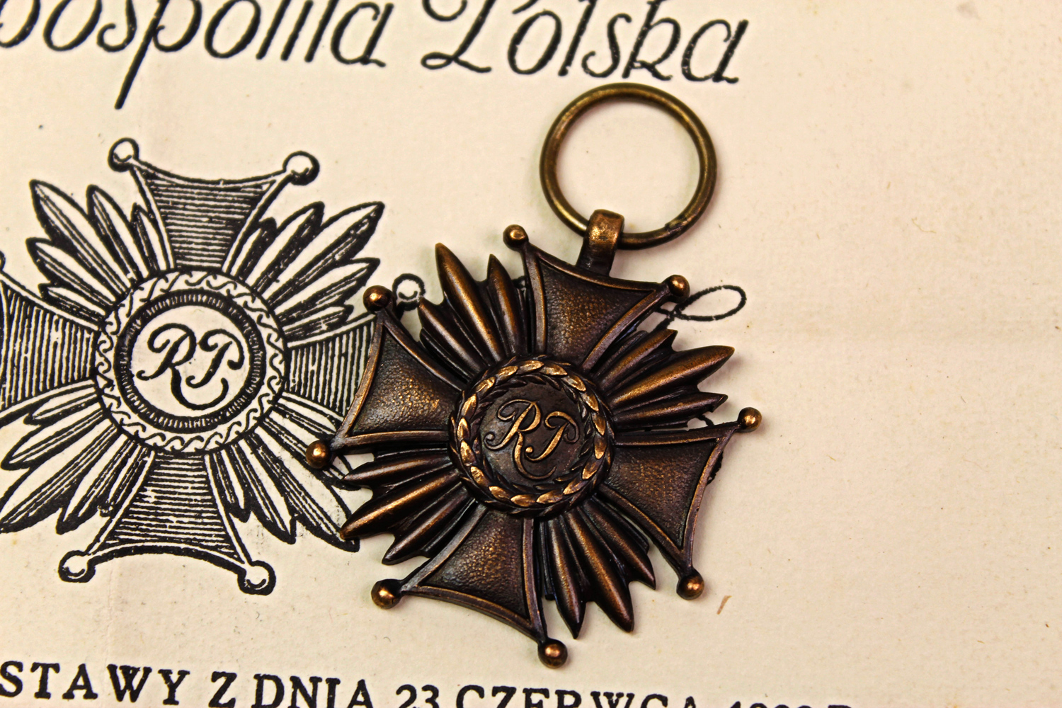 II RP Brązowy Krzyż zasługi wraz z dyplomem Warszawa 1938