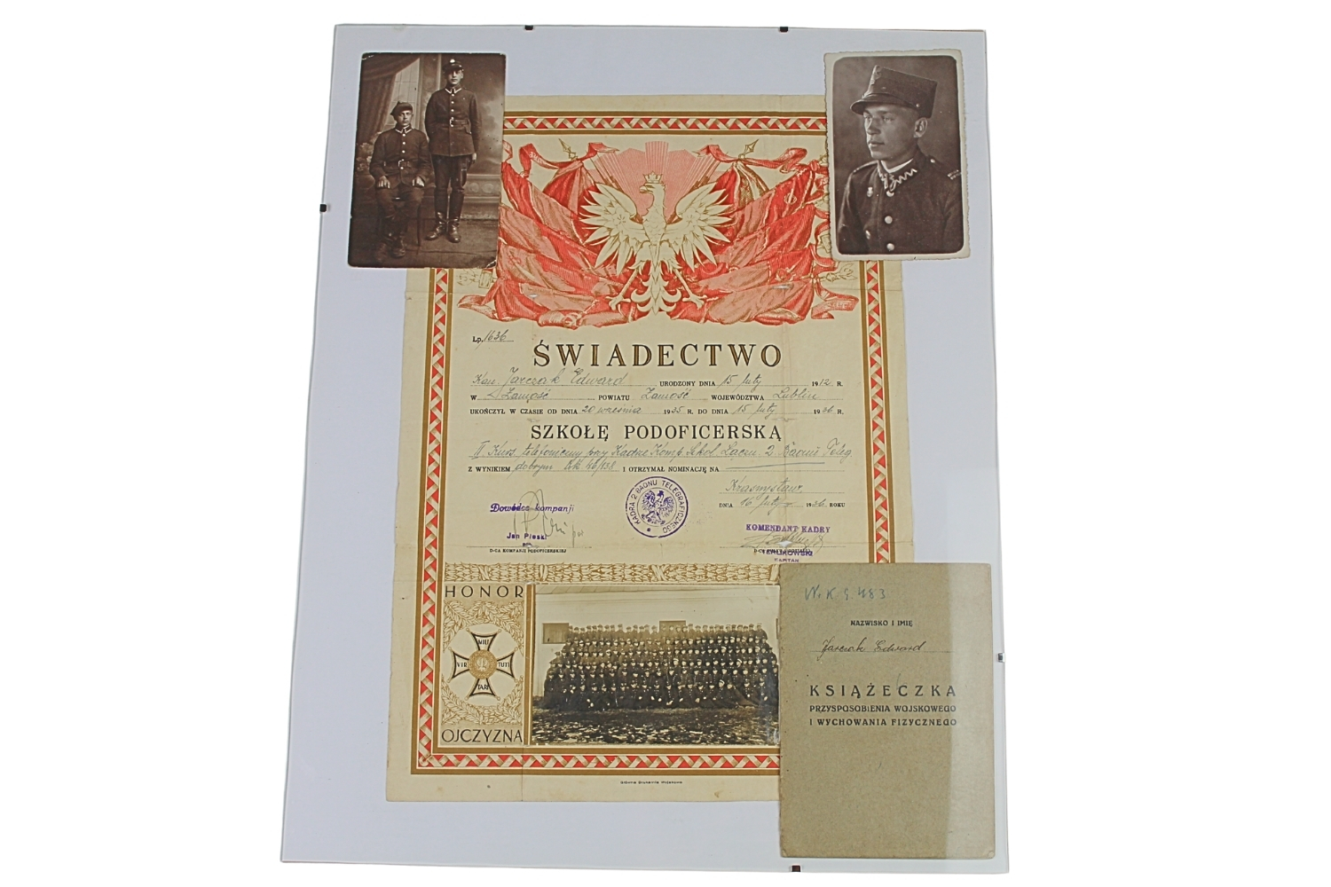 II RP ŚWIADECTWO UKOŃCZENIA SZKOŁY PODOFICERSKIEJ 2 BAON TELEGRAFICZNY