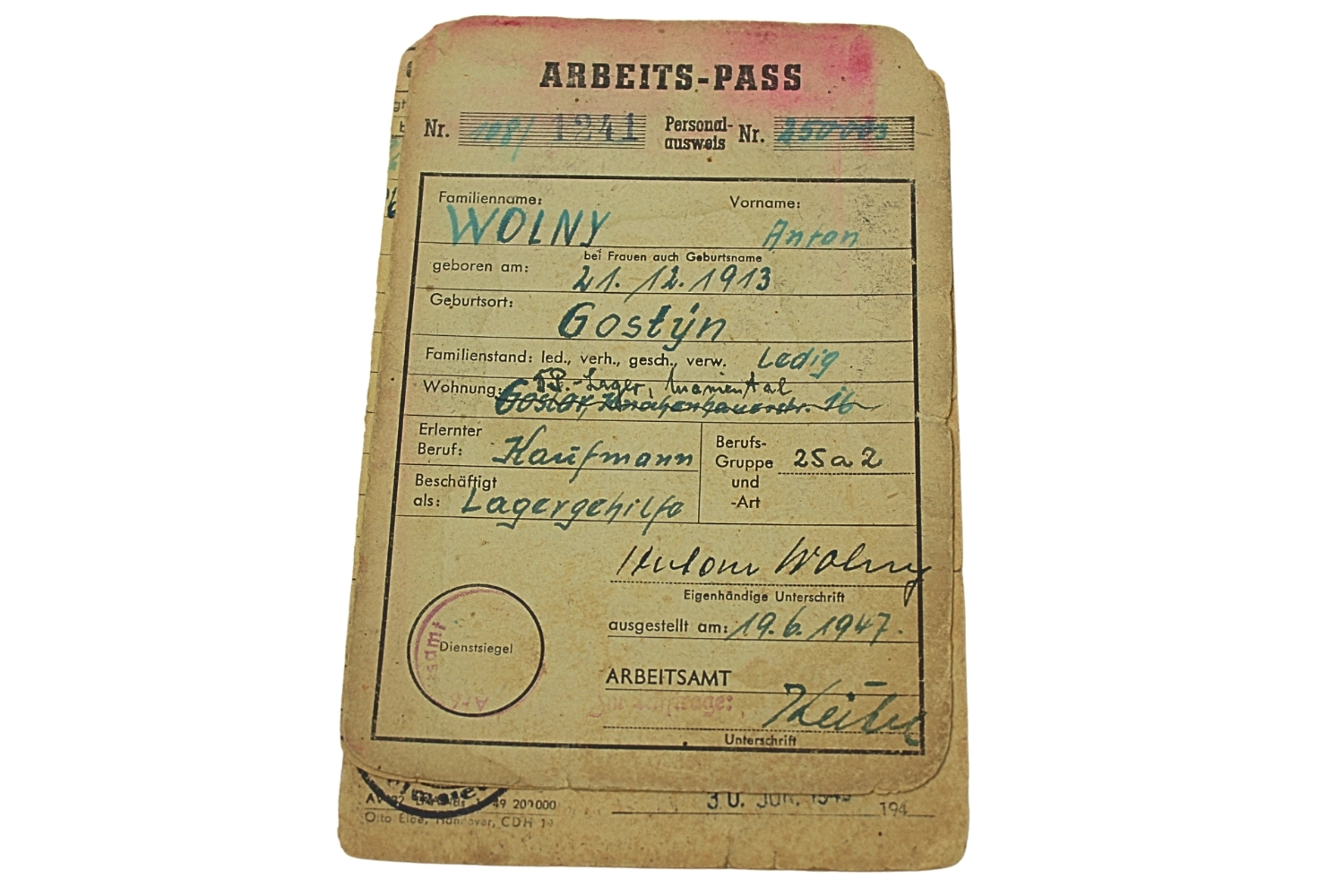 Zestaw dokumentów Antoni Wolny 