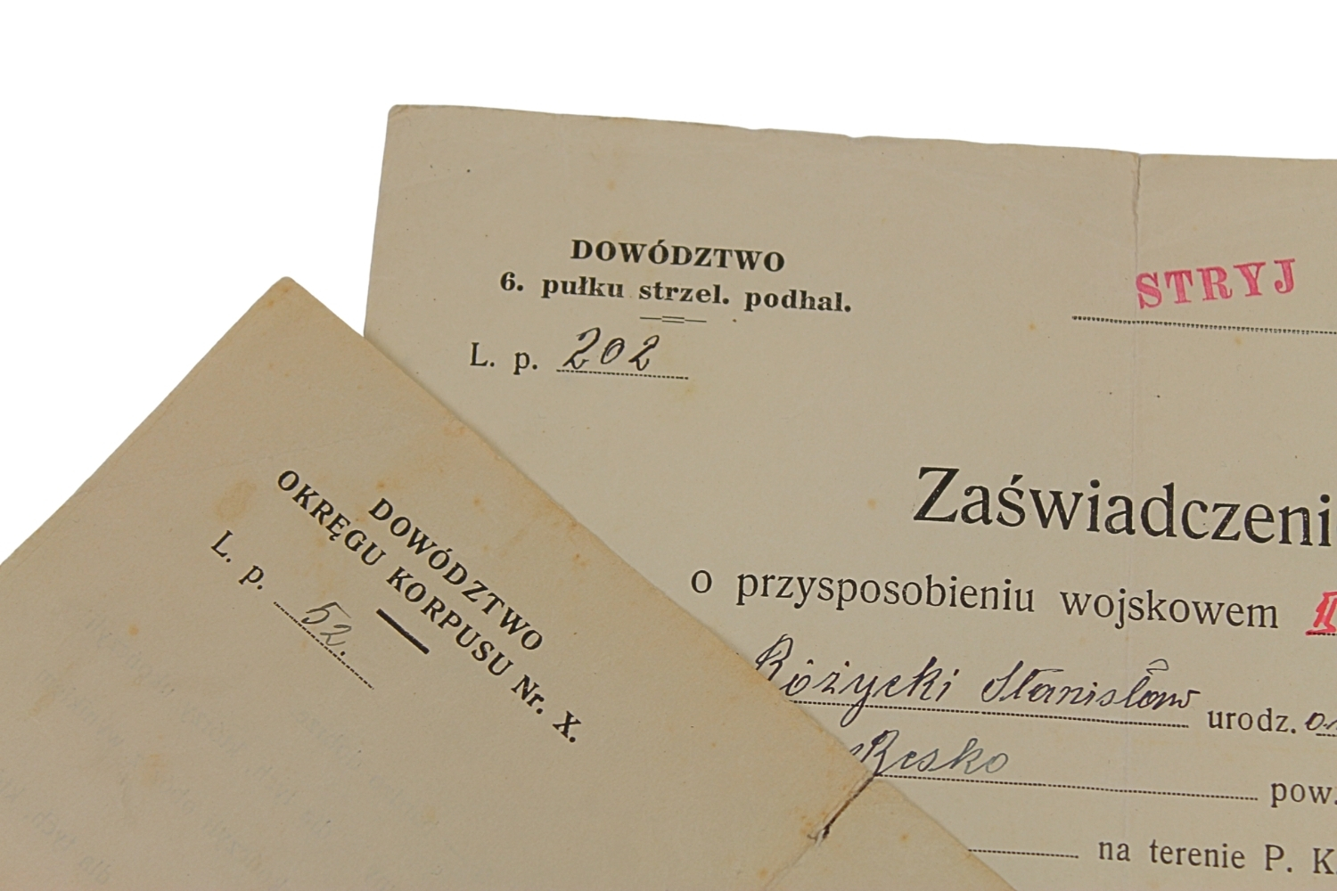 II RP ZESTAW DOKUMENTÓW WOSKOWYCH 6 Pułk Strzelców Podhalańskich