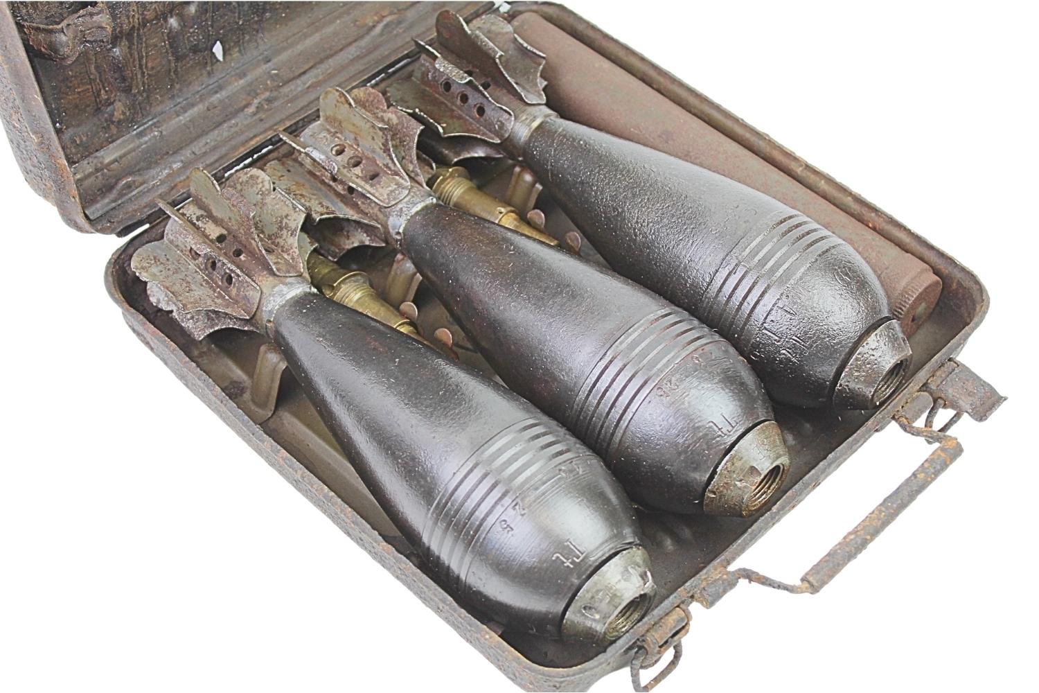 II RP Skrzynka z trzema granatami Stockes-Brandt 81mm wz.31 UNIKAT 