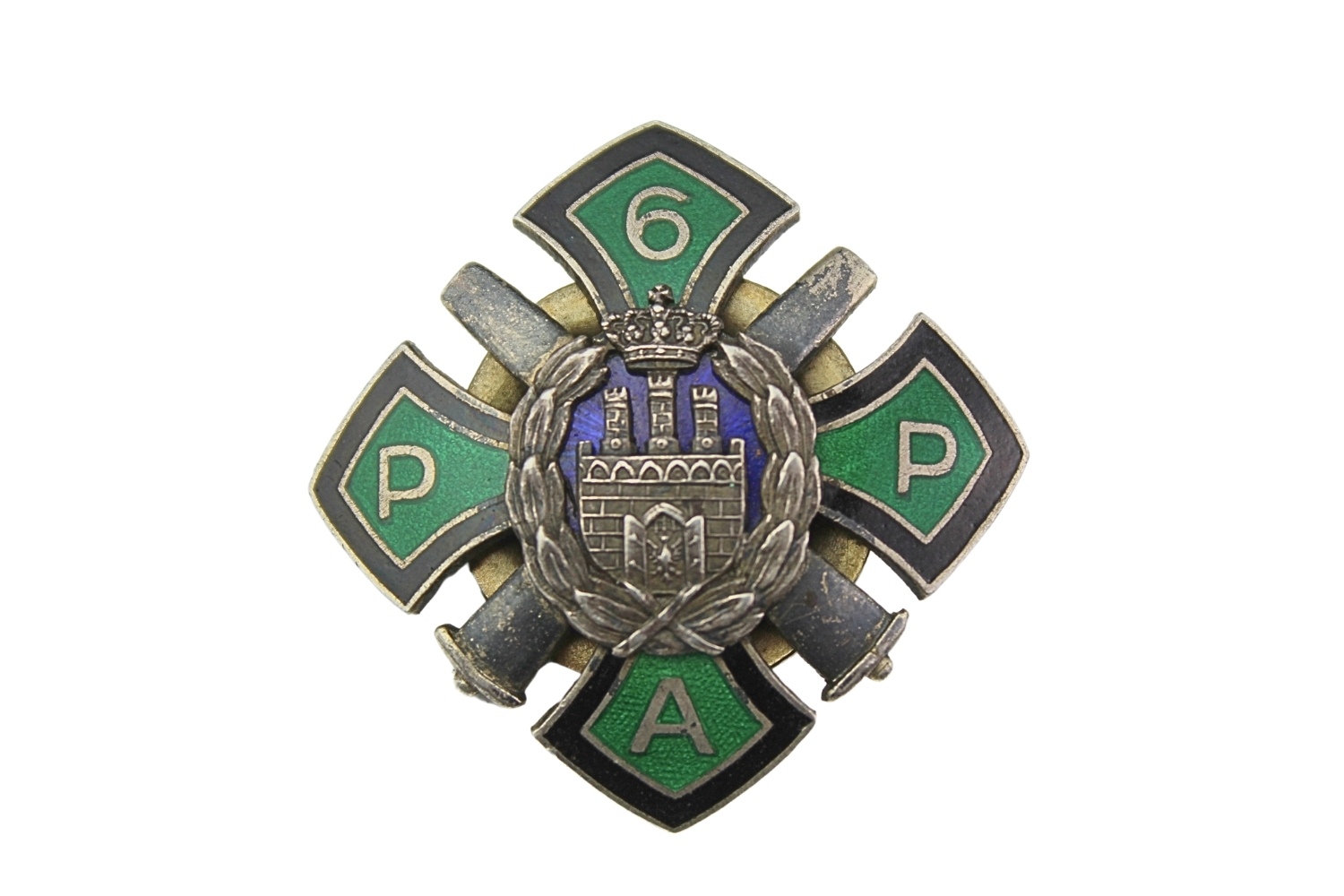 II RP Odznaka oficerska 6 Pułk Artylerii Polowej Kraków Srebro 