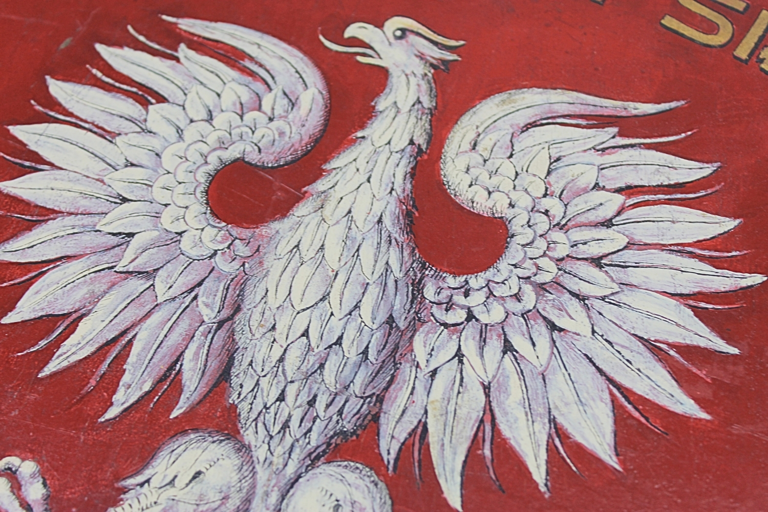 TABLICA W JEDNOŚCI SIŁA 1945 DUŻY ORZEŁ RĘCZNIE MALOWANA