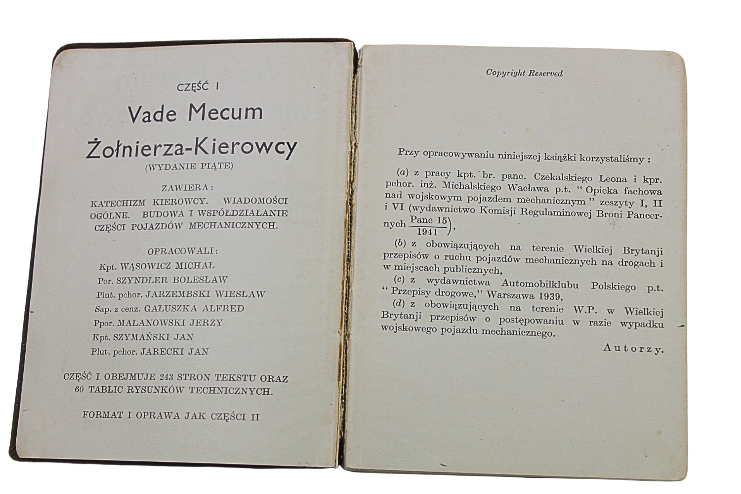 Vade Mecum Zołnierza-Kierowcy Część II z atlasem rysunków 1943