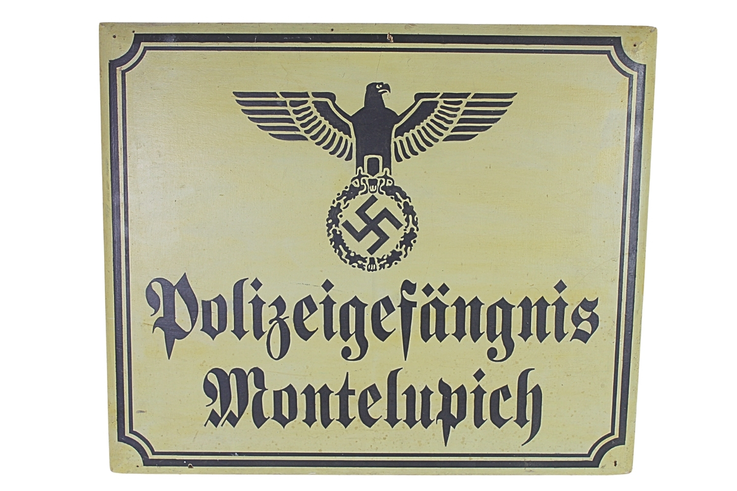 Tablica szyld Policja III Rzesza Montelupich Kraków Rekwizyt filmowy Lista Schindlera 1993