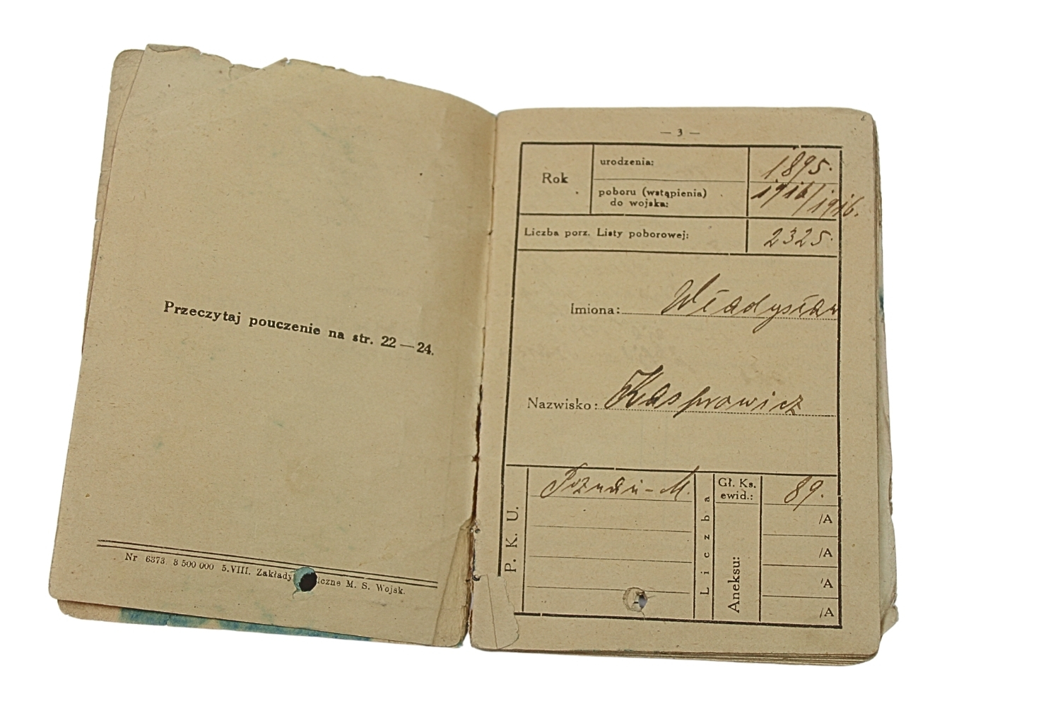 II RP Książeczka Wojskowa 57 Pułk Piechoty