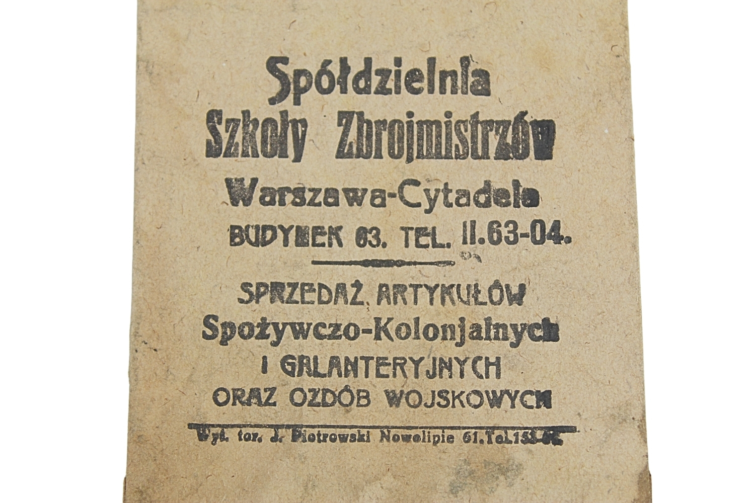 II RP Opakowanie Spółdzielnia szk. Zbrojmistrzów W-wa Cytadela Ozdoby Wojskowe 
