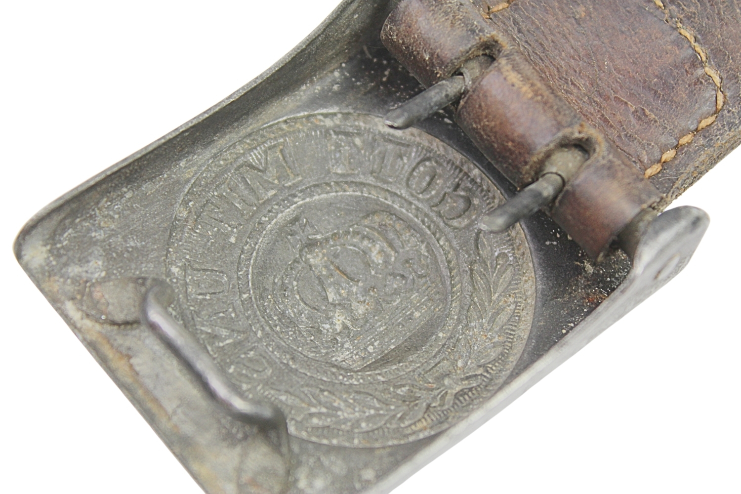 Klamra pruska Gott Mit Uns Stalowa ze skórką Mainz 1917 